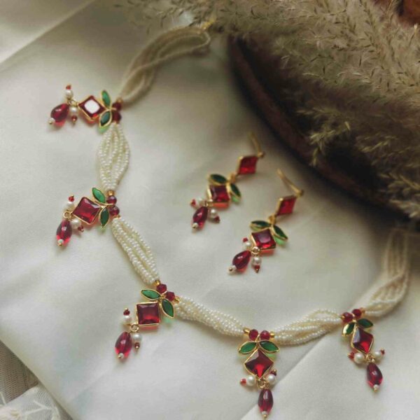 Red Varsha Brass Necklace