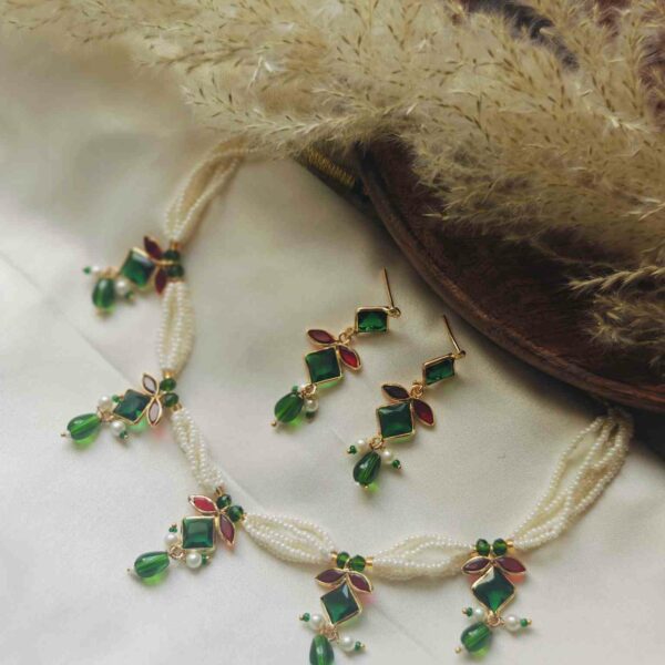 Green Varsha Brass Necklace