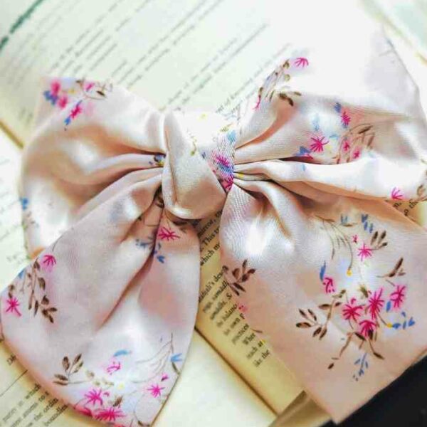 Pinkish Floral Satin Bow (XL)
